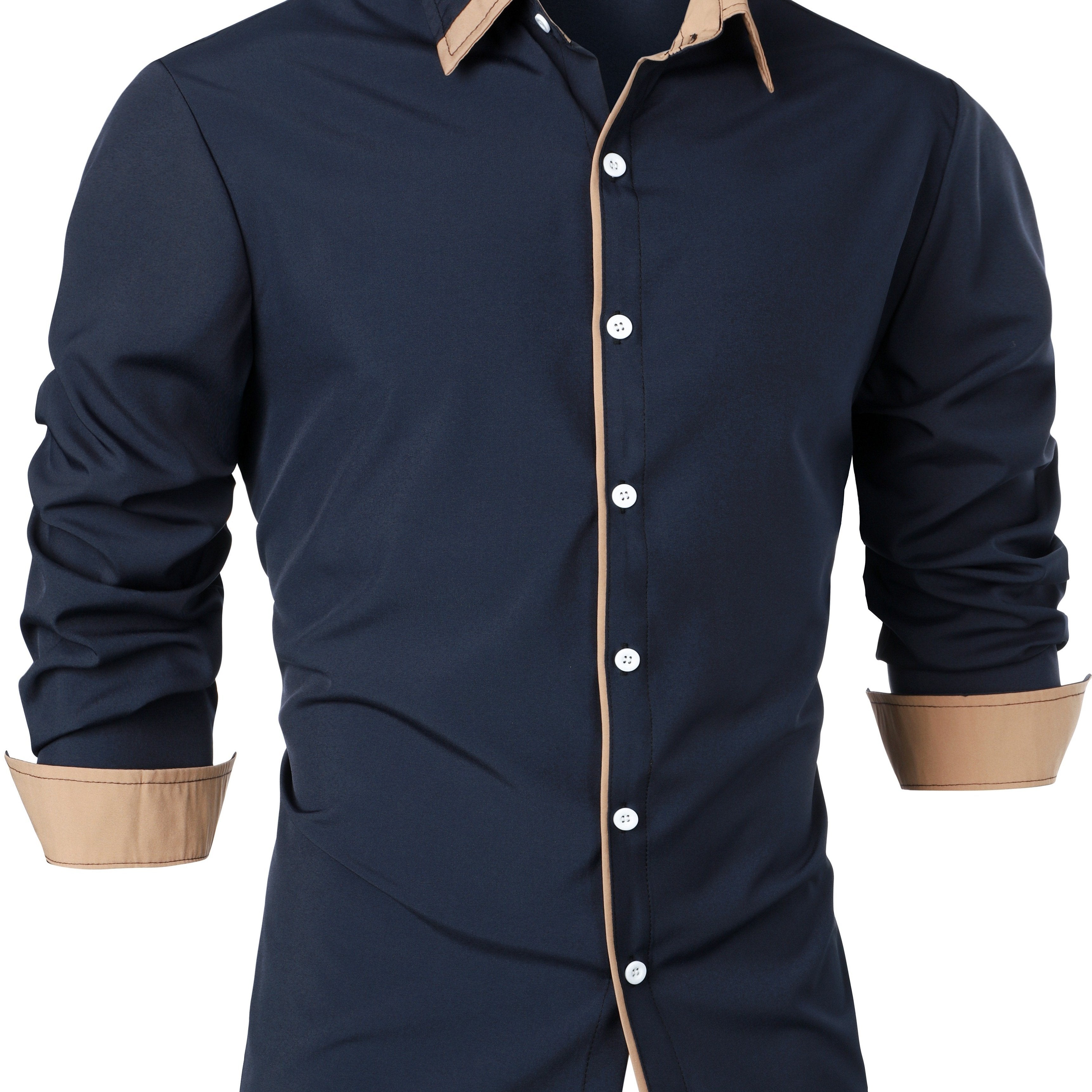 Contrast Color Long Sleeve Statement Trim Casual Shirt for Men