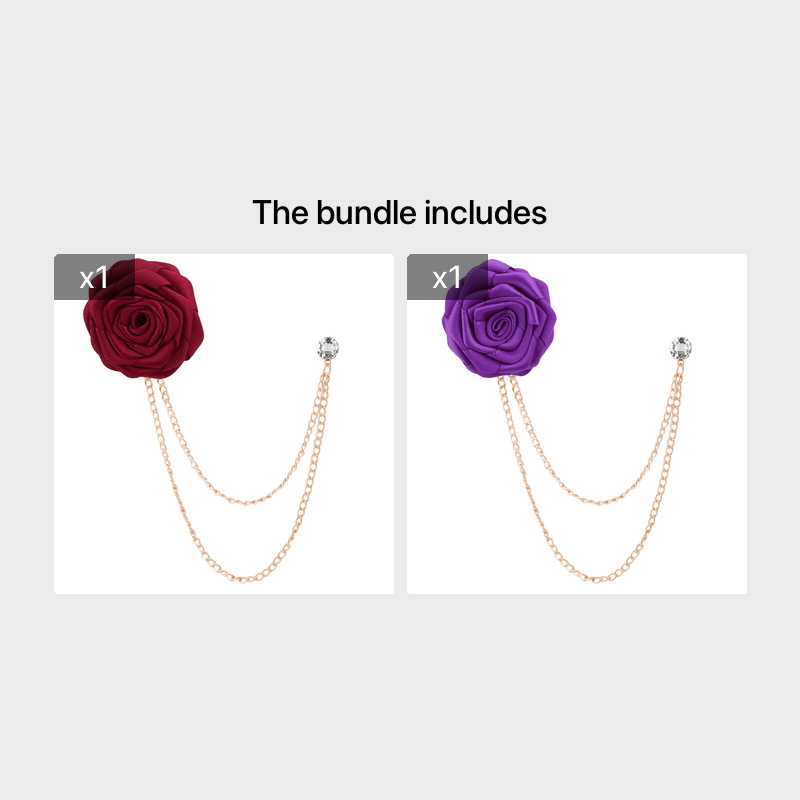 Men's Wedding Ceremony Groom Handmade Rose Chain Brooch