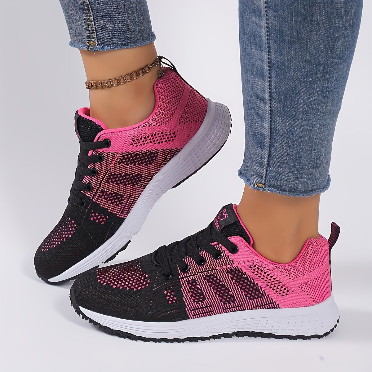 Casual Running Shoes, Flying Woven Casual Walking Shoes, Lightweight Platform Flat Shoes for Women & Men