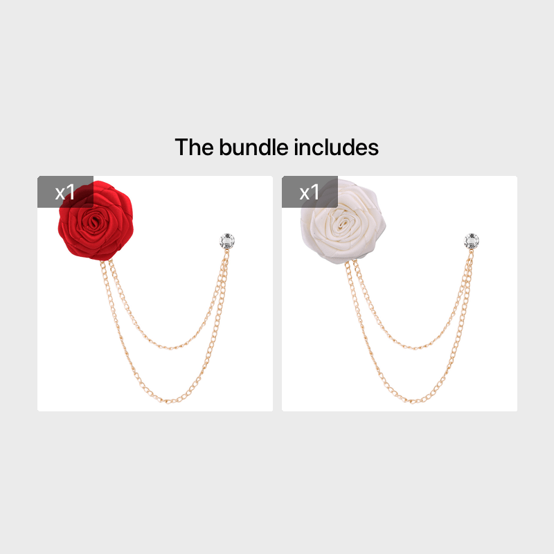Men's Wedding Ceremony Groom Handmade Rose Chain Brooch