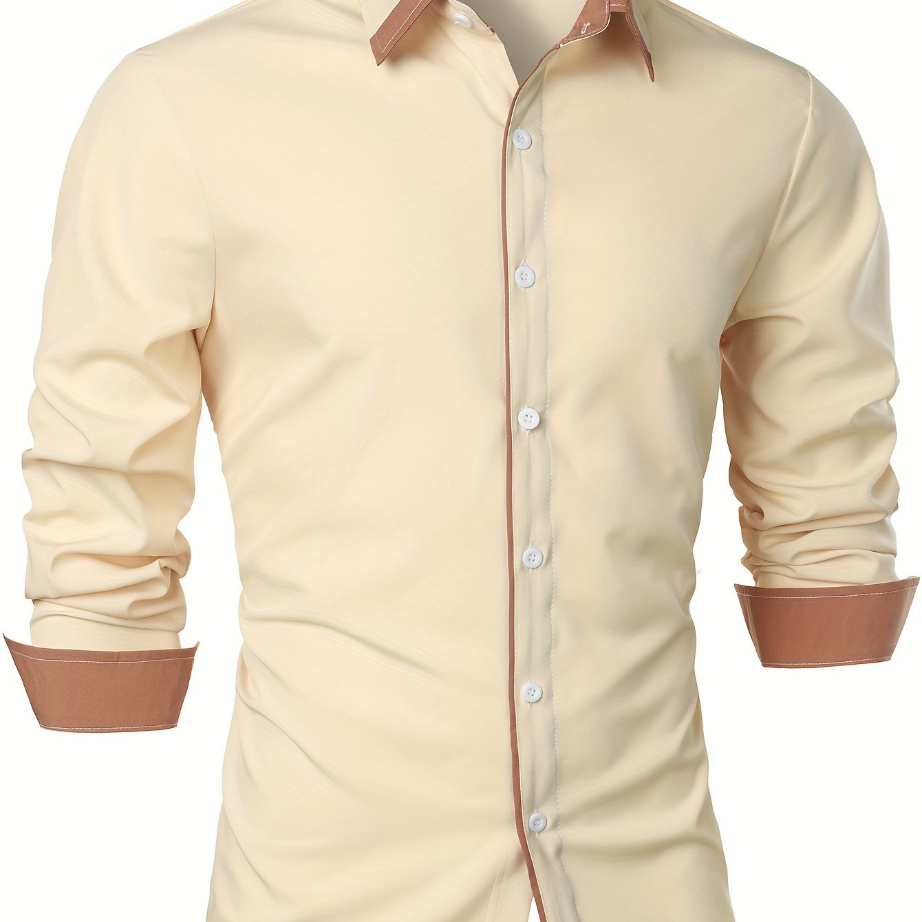 Contrast Color Long Sleeve Statement Trim Casual Shirt for Men