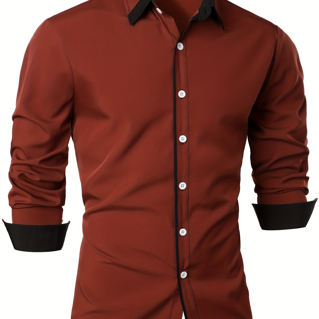 Contrast Color Long Sleeve Statement Trim Casual Shirt for Men