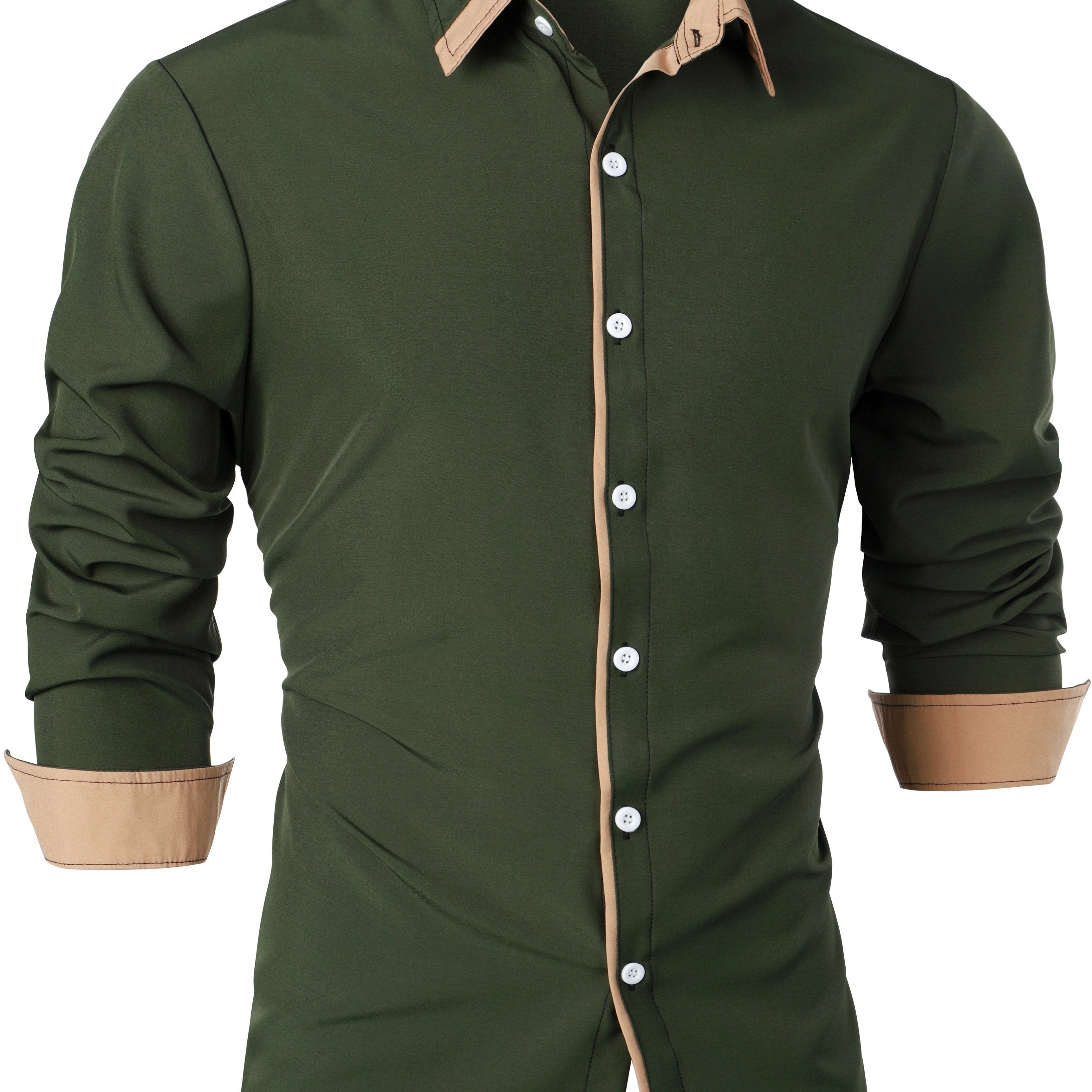 Contrast Color Long Sleeve Statement Trim Casual Shirt for Men