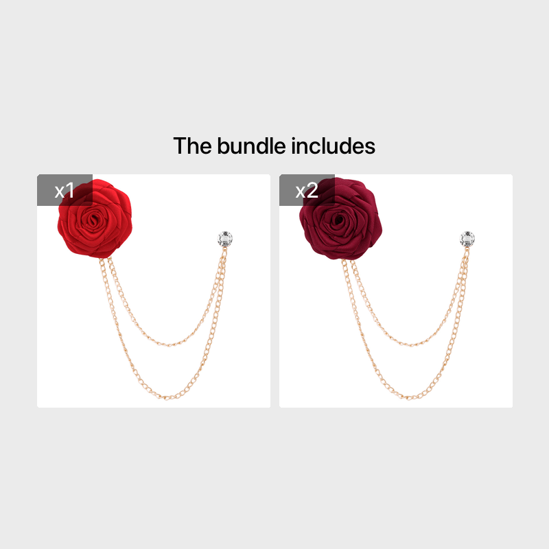 Men's Wedding Ceremony Groom Handmade Rose Chain Brooch