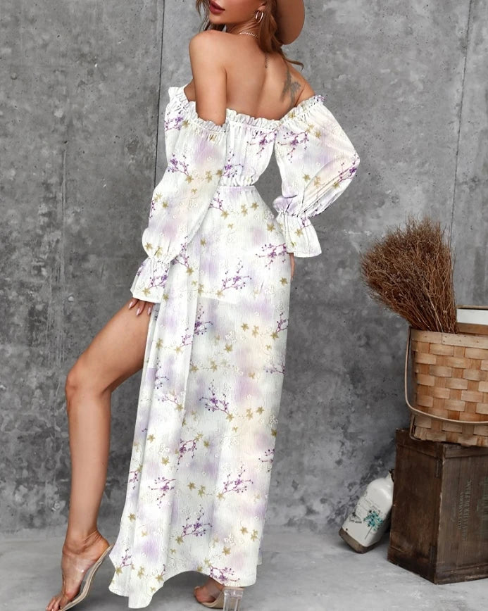 Robes de soirée élégantes pour femmes, nouvelle mode décontractée, tendance imprimée, Sexy, épicée, bretelles dénudées, taille fendue, robe de vacances, 23