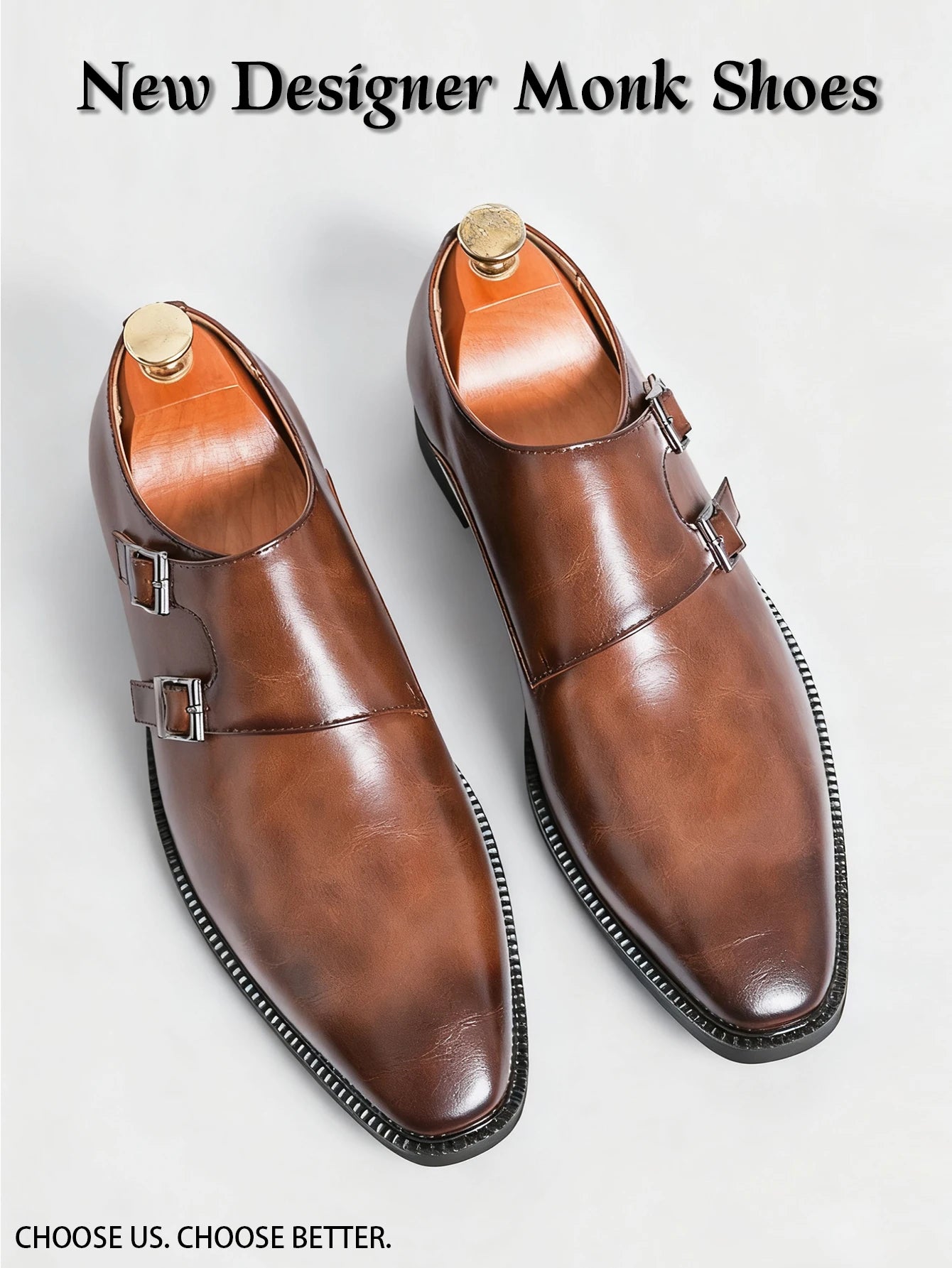 Robe rétro classique chaussures en cuir de moine pour hommes avec boucle à bout pointu bureau d'affaires mariage chaussures Oxfords confortables pour hommes
