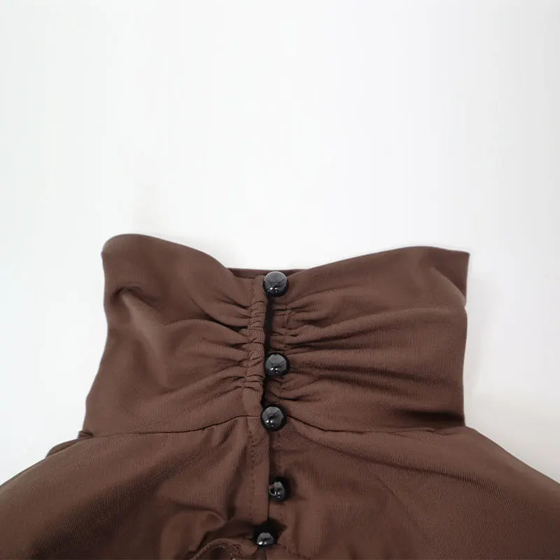 Robe dos nu élégante à col roulé pour femmes, robes monochromes, streetwear sexy, manches longues, décontracté, mince, mode, automne, hiver, nouveau