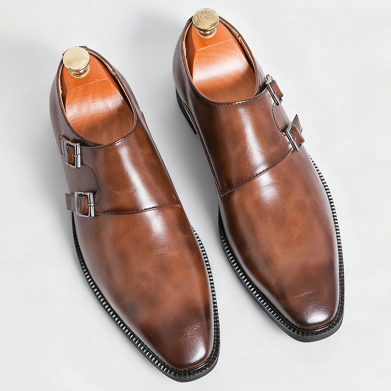 Robe rétro classique chaussures en cuir de moine pour hommes avec boucle à bout pointu bureau d'affaires mariage chaussures Oxfords confortables pour hommes