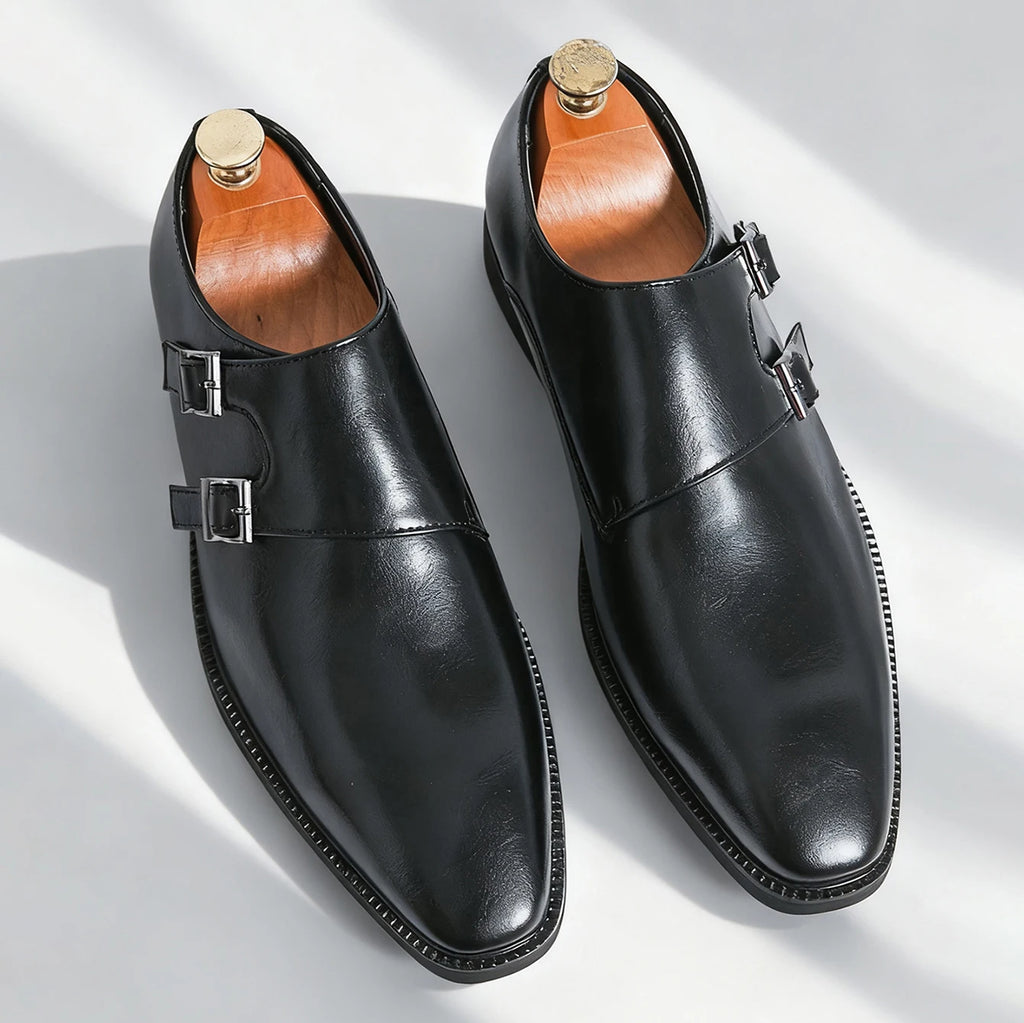 Robe rétro classique chaussures en cuir de moine pour hommes avec boucle à bout pointu bureau d'affaires mariage chaussures Oxfords confortables pour hommes