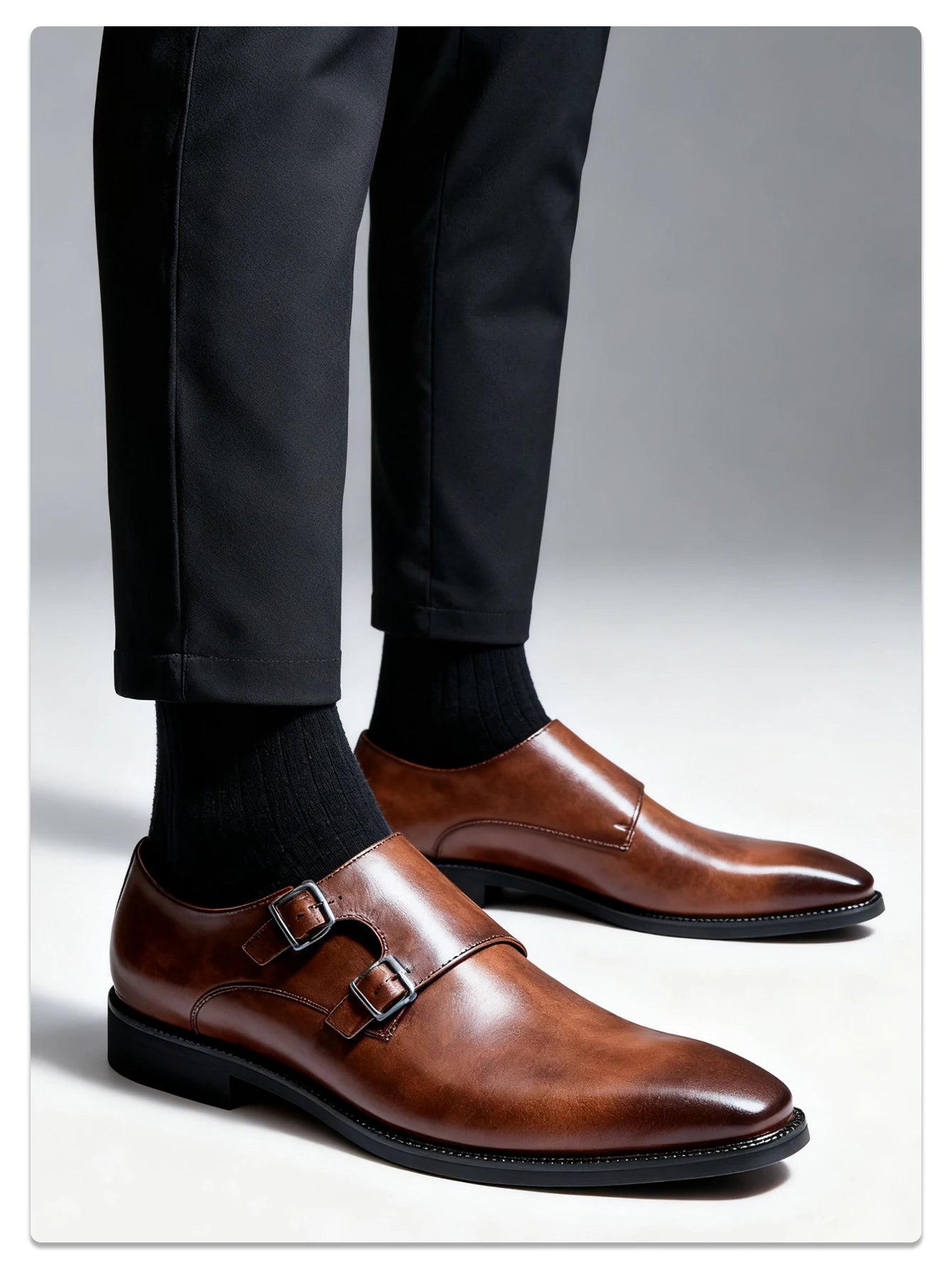 Robe rétro classique chaussures en cuir de moine pour hommes avec boucle à bout pointu bureau d'affaires mariage chaussures Oxfords confortables pour hommes