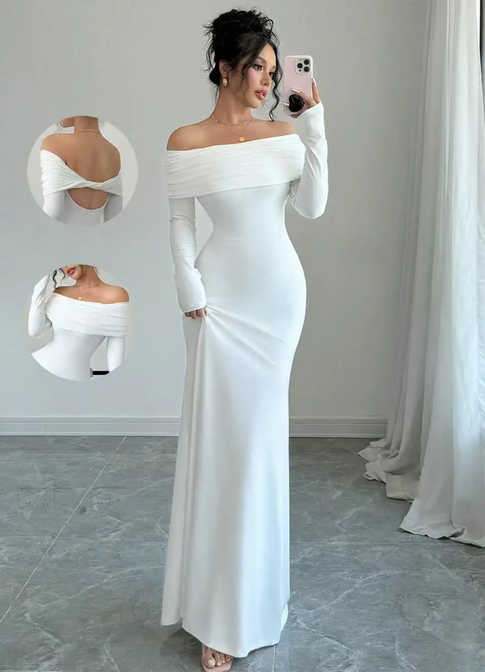 Robe de mariée blanche pour femmes, asymétrique épaule dénudée, Slim, dos nu, Sexy, Hip-pack, mode printemps automne