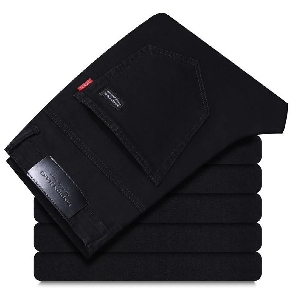 Printemps automne Vintage noir affaires jean hommes décontracté droit Stretch classique travail Denim pantalon coréen confortable marque pantalon