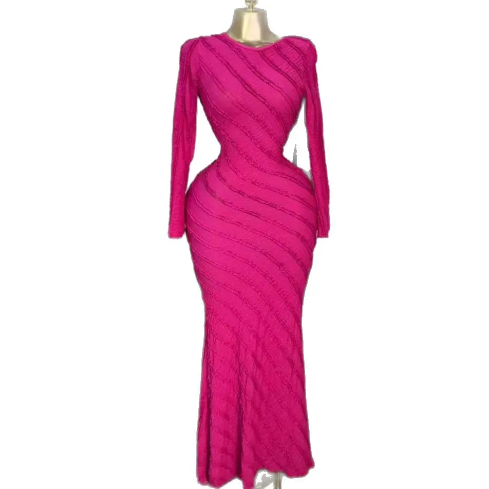 Femmes robes robe blanche une ligne dos ouvert col rond manches longues cintré taille Empire cheville longueur coupe ajustée décontracté 2025 été