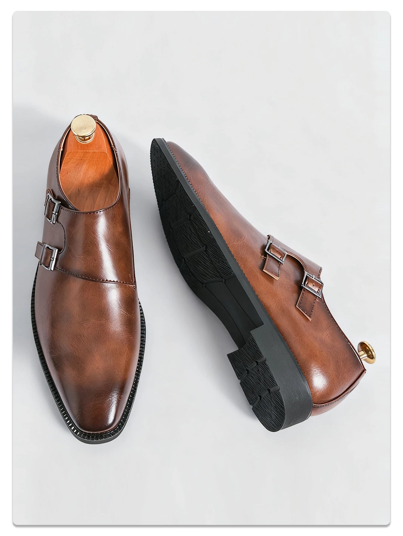 Robe rétro classique chaussures en cuir de moine pour hommes avec boucle à bout pointu bureau d'affaires mariage chaussures Oxfords confortables pour hommes