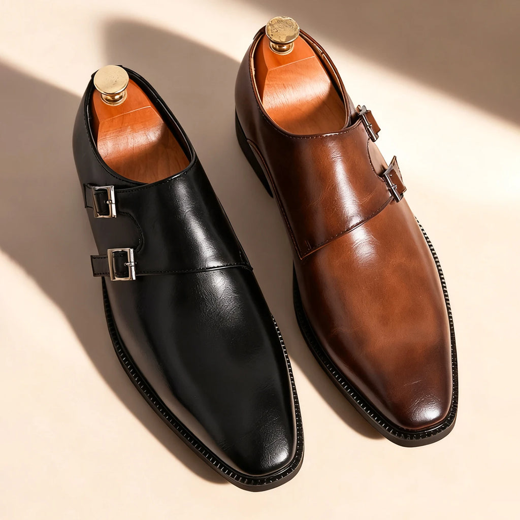 Robe rétro classique chaussures en cuir de moine pour hommes avec boucle à bout pointu bureau d'affaires mariage chaussures Oxfords confortables pour hommes