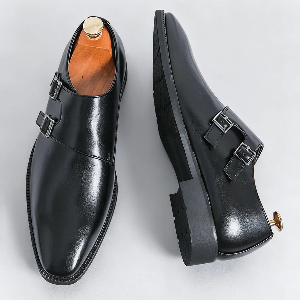 Robe rétro classique chaussures en cuir de moine pour hommes avec boucle à bout pointu bureau d'affaires mariage chaussures Oxfords confortables pour hommes