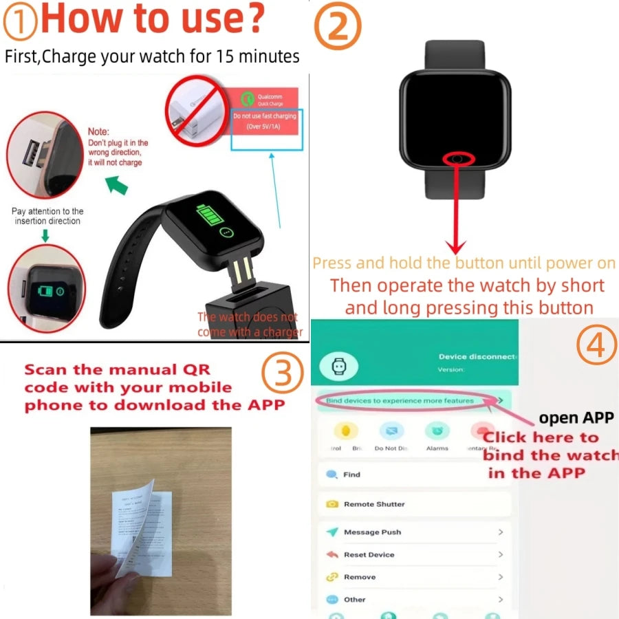 Smartwatch hommes femmes montres montre intelligente Message Fitness moniteur Bracelet cadeau d'anniversaire horloge électronique pour Android IOS