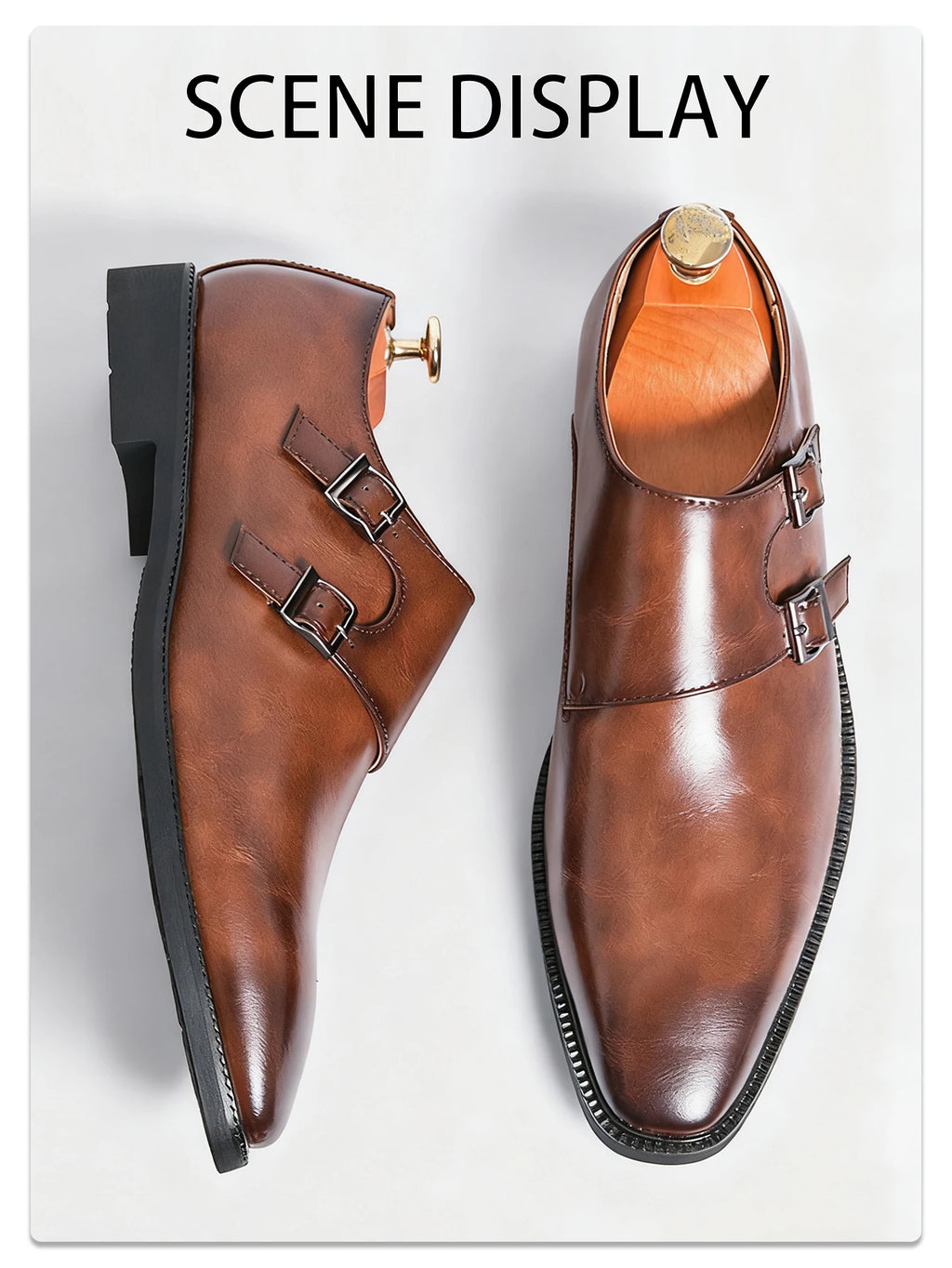 Robe rétro classique chaussures en cuir de moine pour hommes avec boucle à bout pointu bureau d'affaires mariage chaussures Oxfords confortables pour hommes