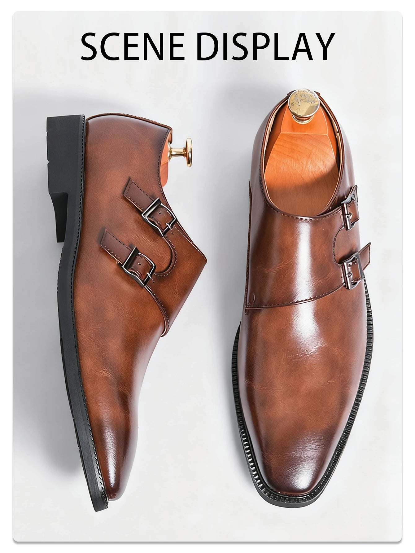 Robe rétro classique chaussures en cuir de moine pour hommes avec boucle à bout pointu bureau d'affaires mariage chaussures Oxfords confortables pour hommes