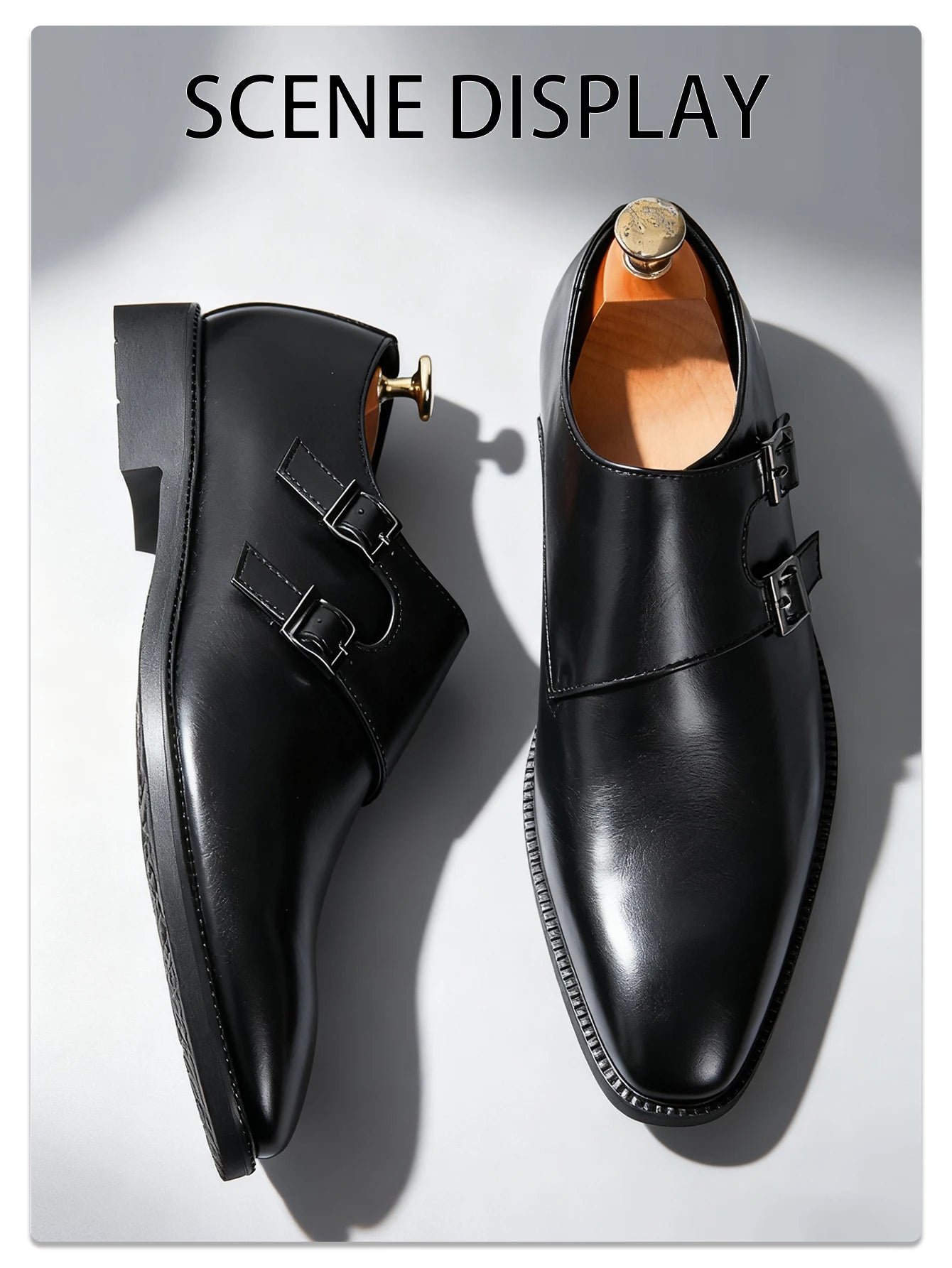 Robe rétro classique chaussures en cuir de moine pour hommes avec boucle à bout pointu bureau d'affaires mariage chaussures Oxfords confortables pour hommes