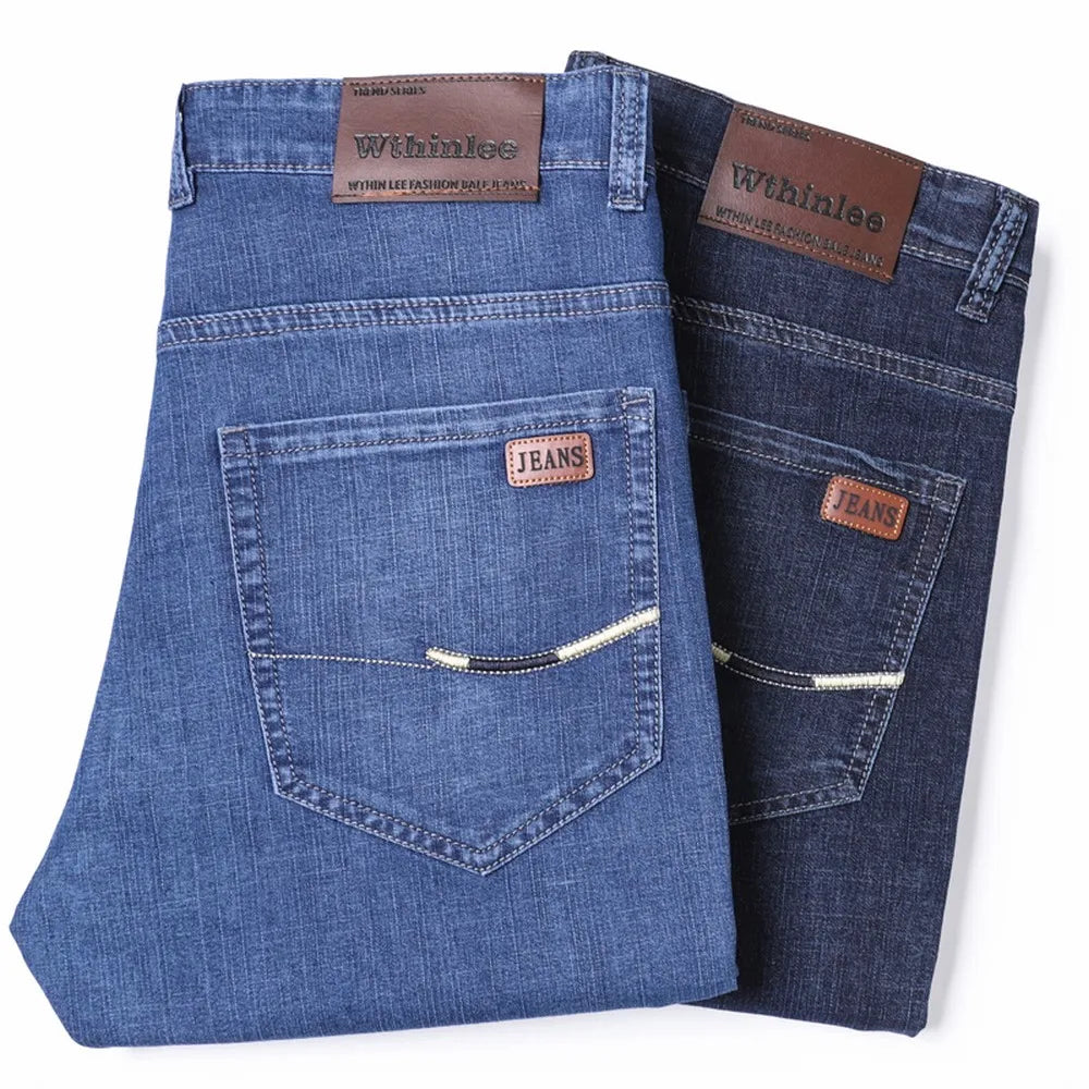 Short classique d'été pour hommes, pantalon en Denim, droit, extensible, décontracté, Cool, fin, longueur aux genoux, bleu, marque de mode, pantalon quotidien