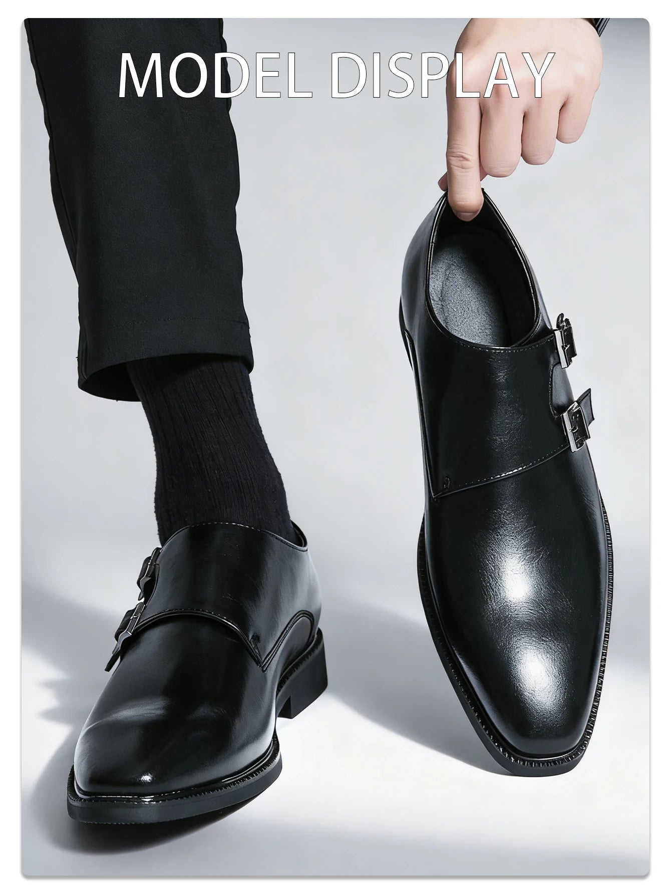 Robe rétro classique chaussures en cuir de moine pour hommes avec boucle à bout pointu bureau d'affaires mariage chaussures Oxfords confortables pour hommes