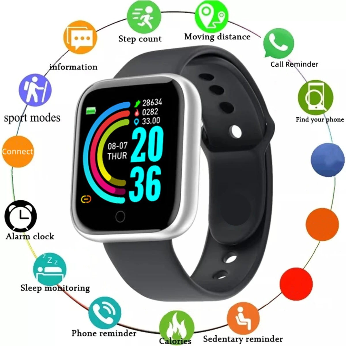 Smartwatch hommes femmes montres montre intelligente Message Fitness moniteur Bracelet cadeau d'anniversaire horloge électronique pour Android IOS