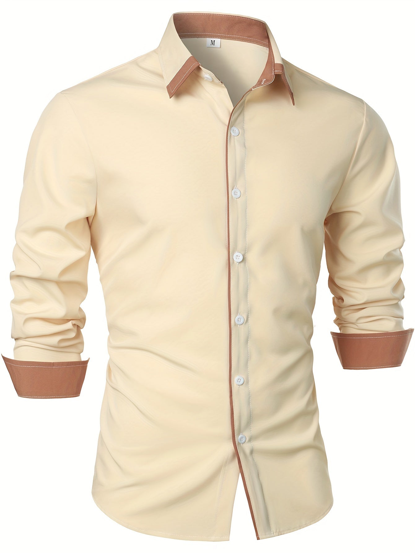 Contrast Color Long Sleeve Statement Trim Casual Shirt for Men