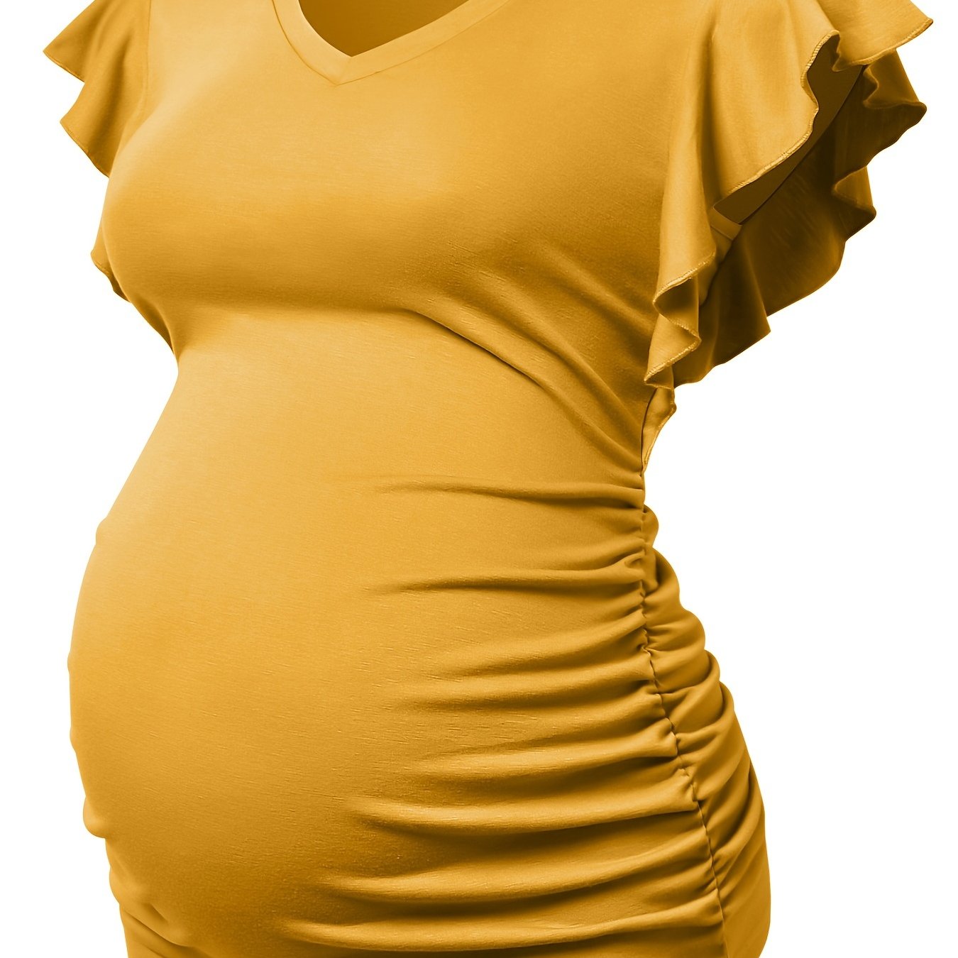 Women's Maternity Casual Ruffled Slim Fit V-neck T-shirt For Summer Holiday