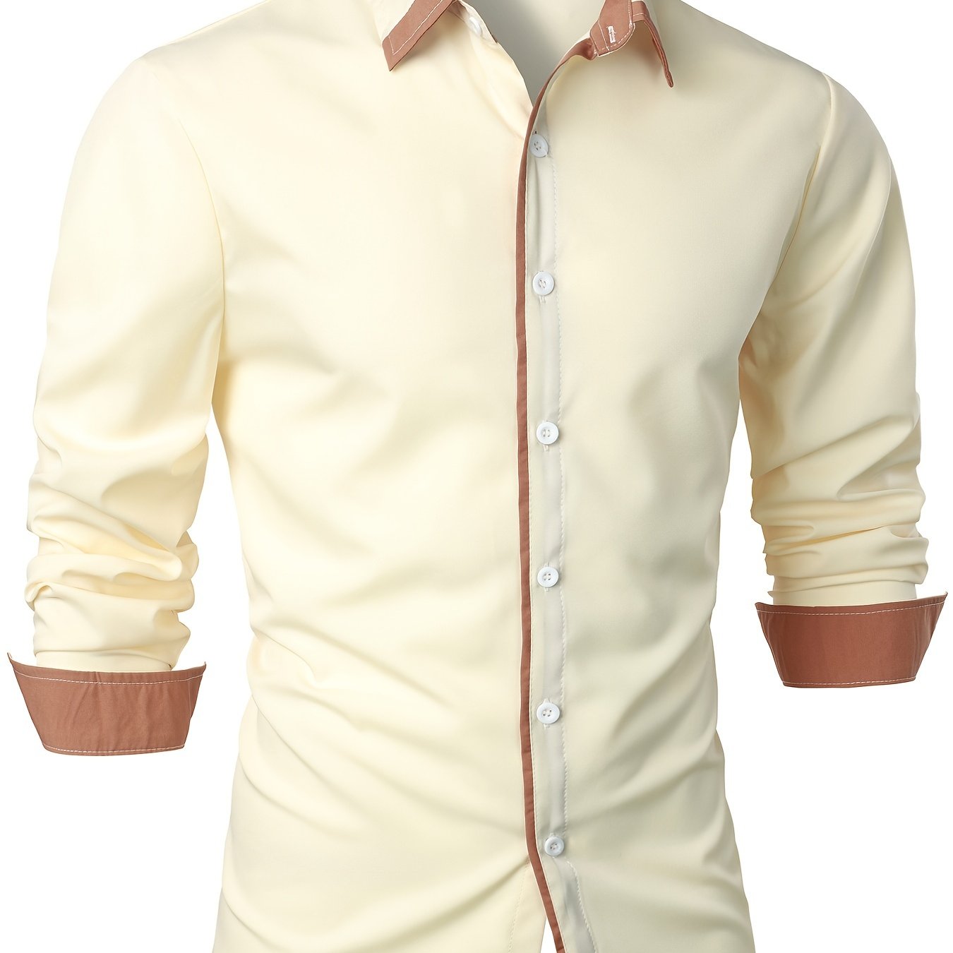 Contrast Color Long Sleeve Statement Trim Casual Shirt for Men