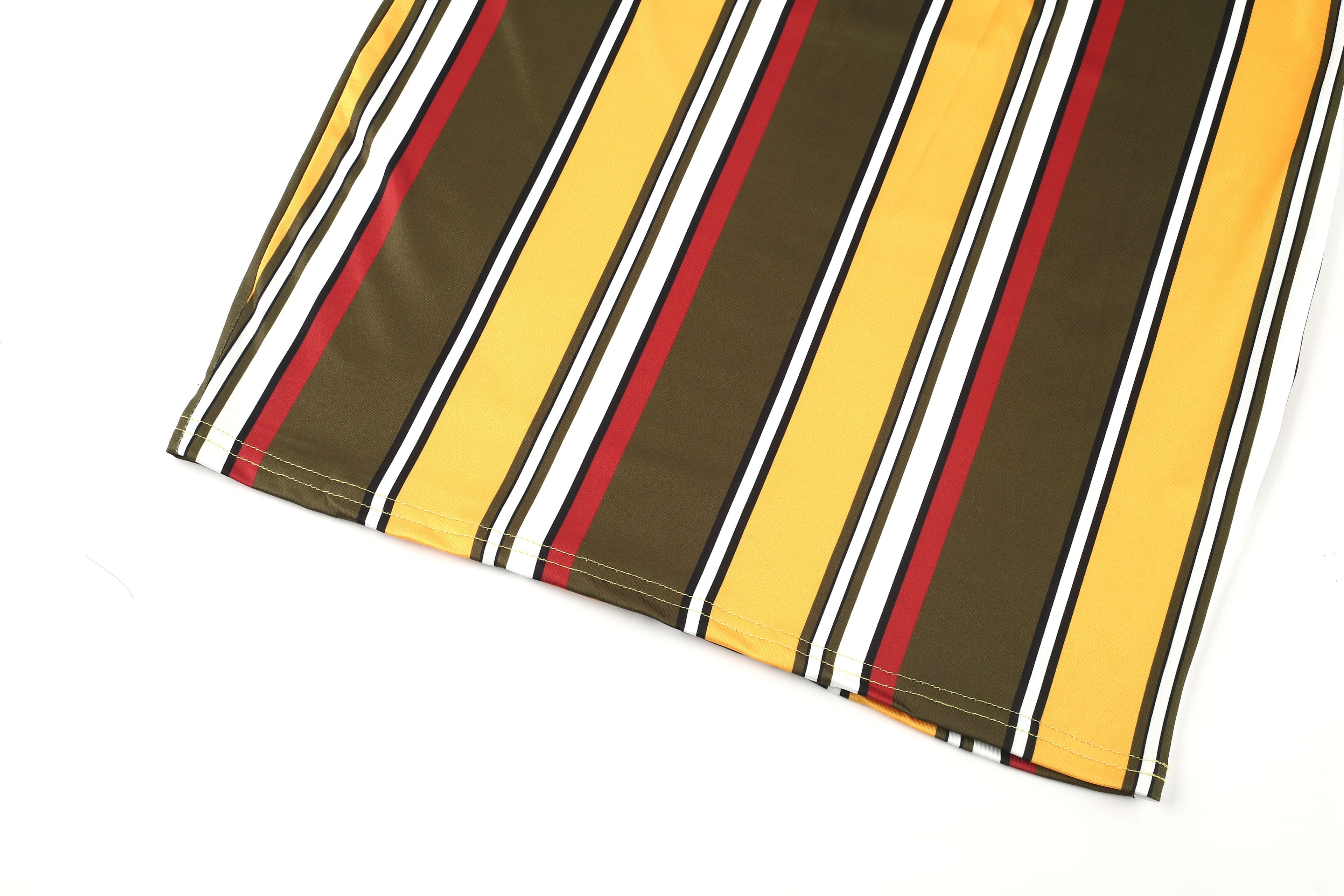 Random Print Striped Bodycon Dress, Sexy Sleeveless V-neck Stretchy Knee Length Dress, Women's Clothing