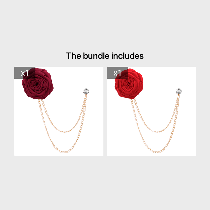Men's Wedding Ceremony Groom Handmade Rose Chain Brooch