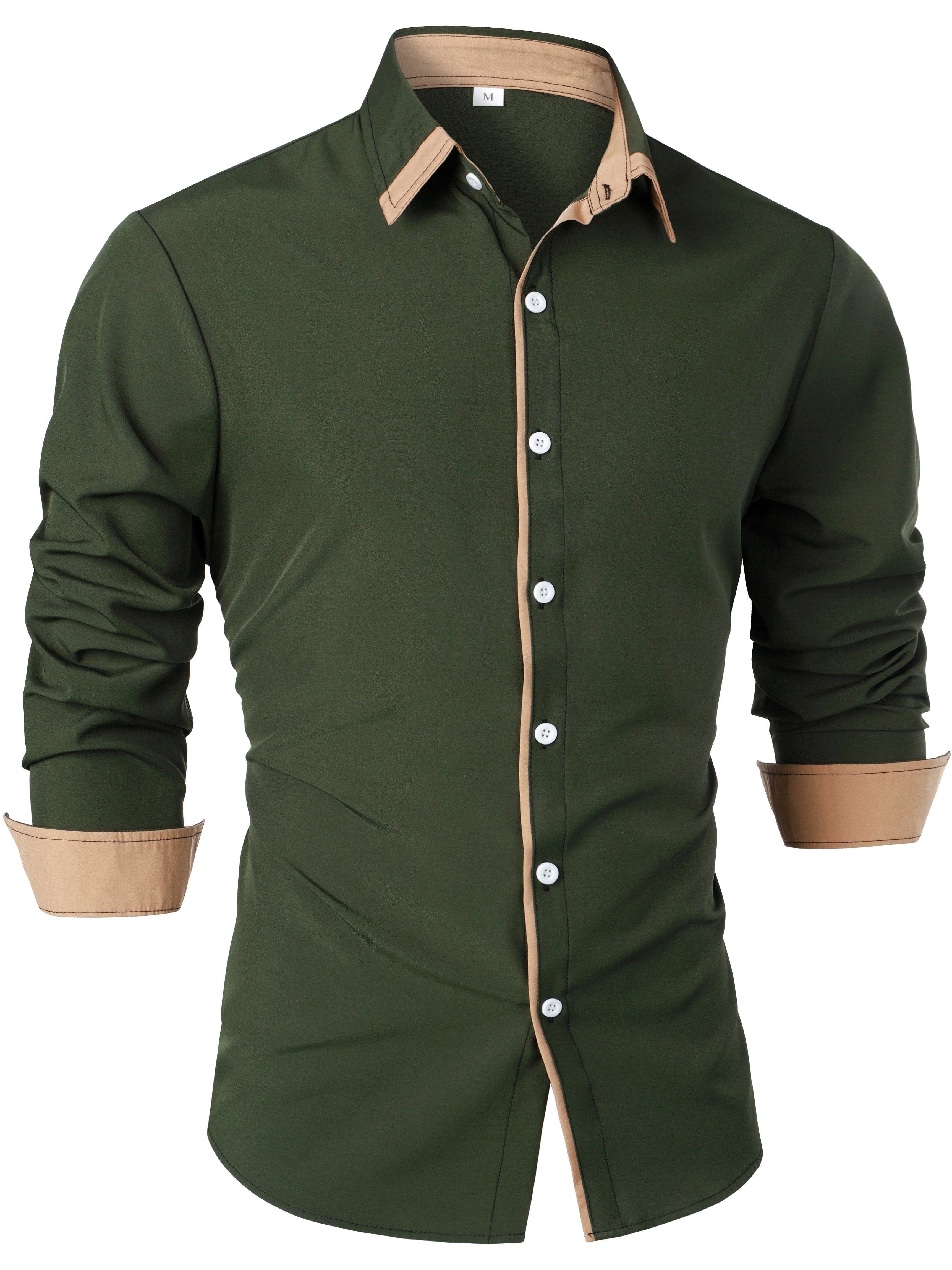 Contrast Color Long Sleeve Statement Trim Casual Shirt for Men