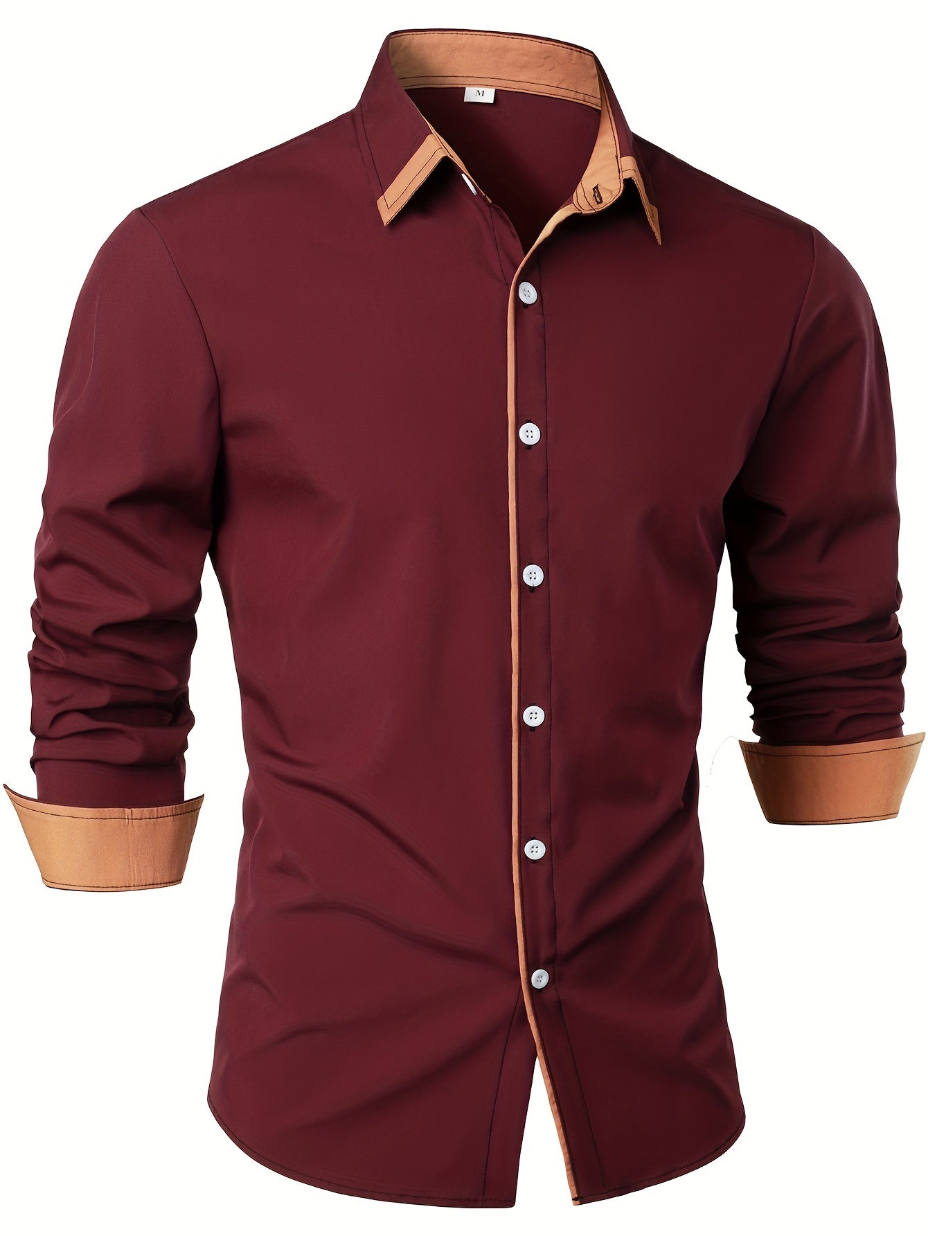 Contrast Color Long Sleeve Statement Trim Casual Shirt for Men