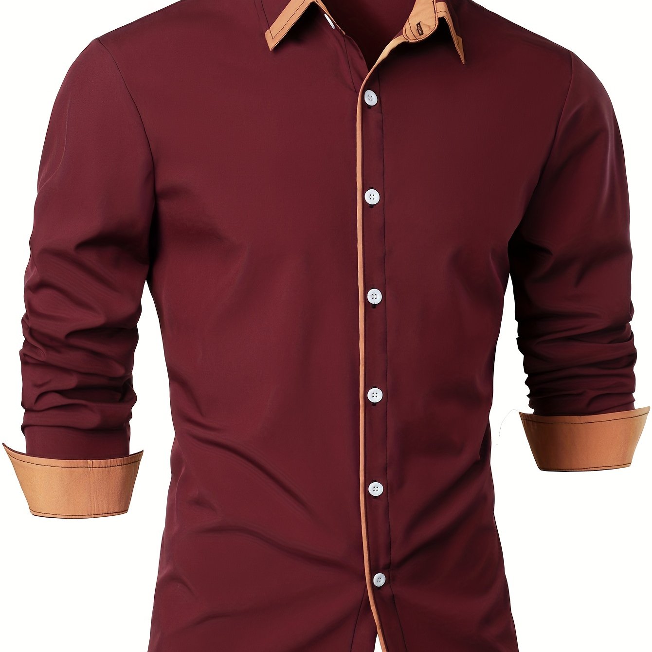 Contrast Color Long Sleeve Statement Trim Casual Shirt for Men